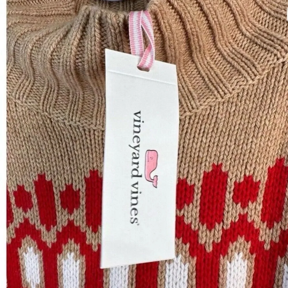 NWT EXQUISITE Vineyard Vines XS Red and Tan oversized SUPER SOFT Sweater♥️ - Picture 4 of 7